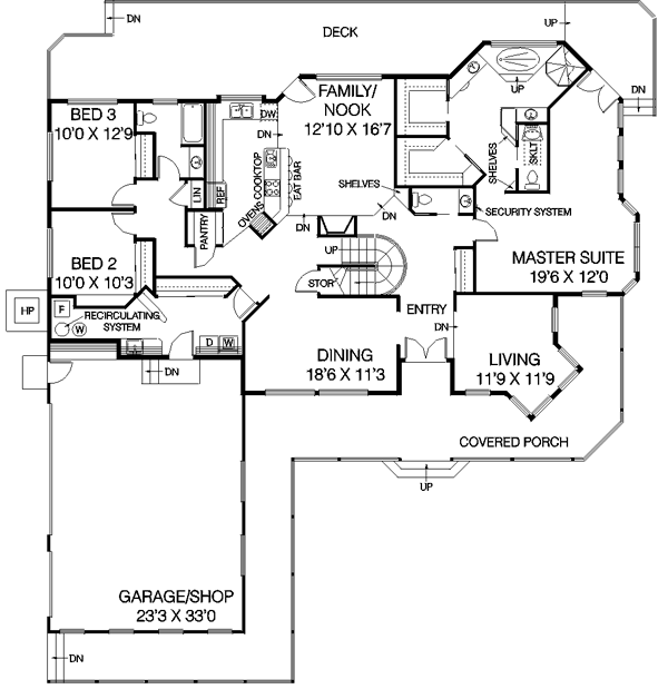 Ranch Style House Plan - 6 Beds 4.5 Baths 3469 Sq/Ft Plan #60-460 ...