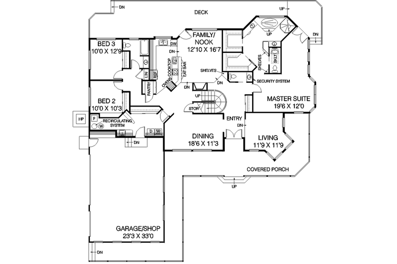 Architectural House Design - Floor Plan - Main Floor for Ranch House Plan #60-460 - 6 bed, 4.5 bath