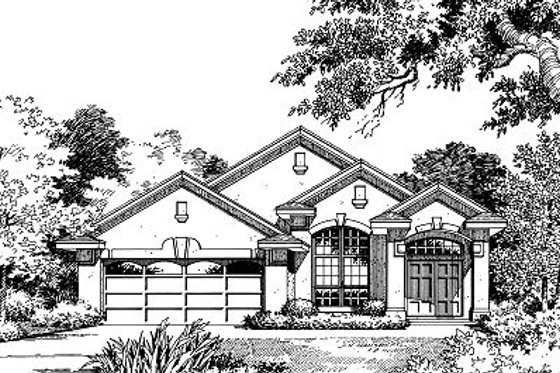 Exterior - Front Elevation for Mediterranean House Plan #417-147 - 3 bed, 2 bath