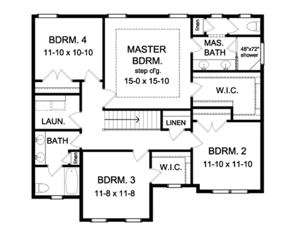 House Design - Colonial Floor Plan - Upper Floor Plan #1010-62