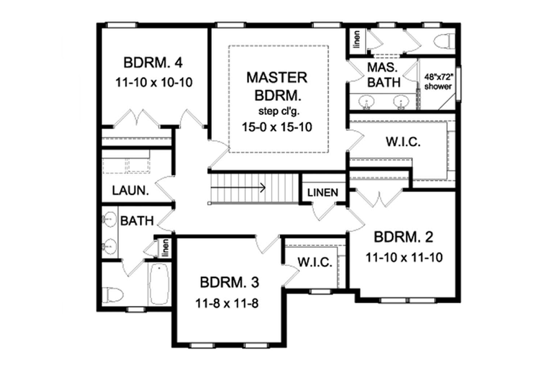 House Design - Floor Plan - Upper Floor for Colonial House Plan #1010-62 - 4 bed, 2.5 bath