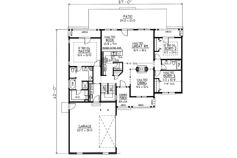 Architectural House Design - Floor Plan - Main Floor for Country House Plan #1037-34 - 3 bed, 2 bath