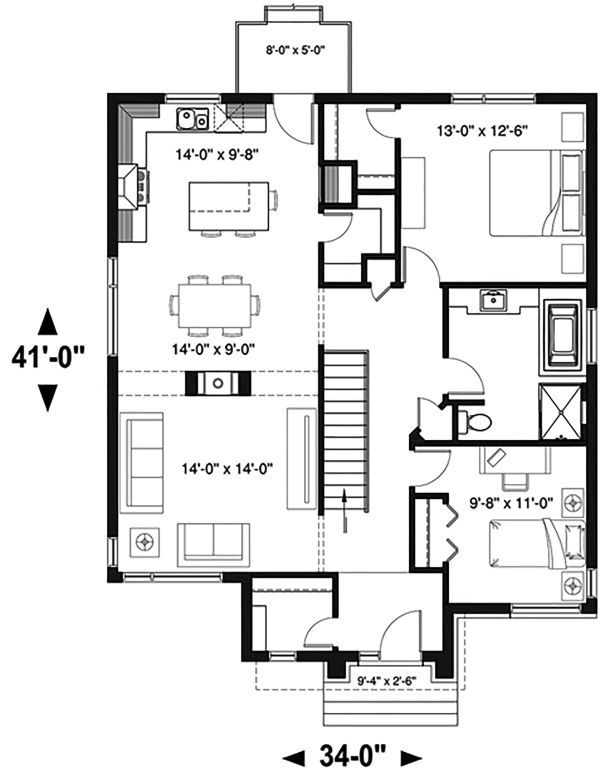 Architectural House Design - Contemporary Floor Plan - Main Floor Plan #23-2714