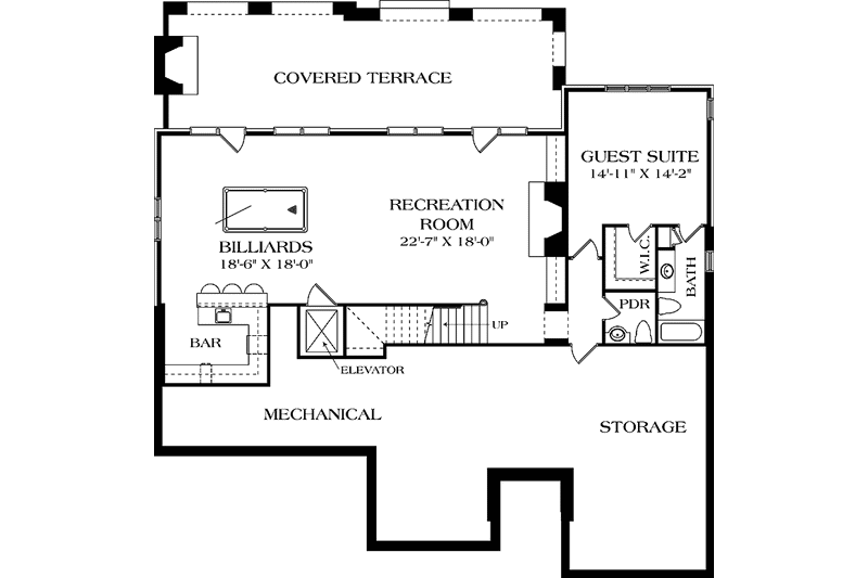 Home Plan - Floor Plan - Lower Floor for European House Plan #453-588 - 4 bed, 4 bath
