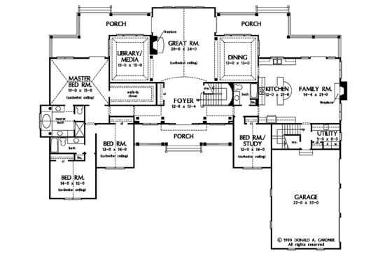 Floor Plan - Main Floor for Craftsman House Plan #929-444 - 4 bed, 3 bath