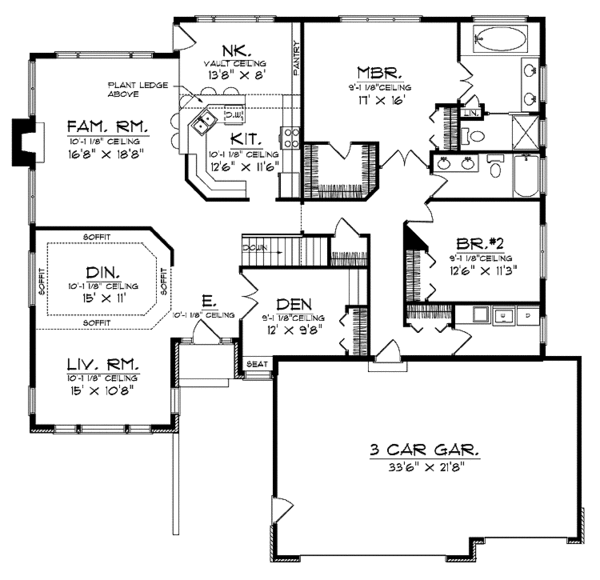 House Plan Design - Traditional Floor Plan - Main Floor Plan #70-1364