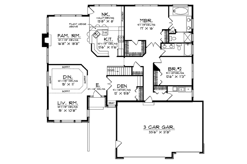 Architectural House Design - Floor Plan - Main Floor for Traditional House Plan #70-1364 - 2 bed, 2 bath