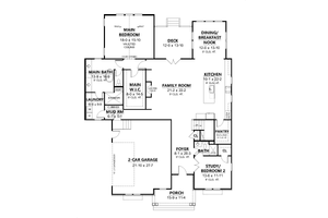 Floor Plan - Main Floor for Country House Plan #1080-8 - 4 bed, 3 bath