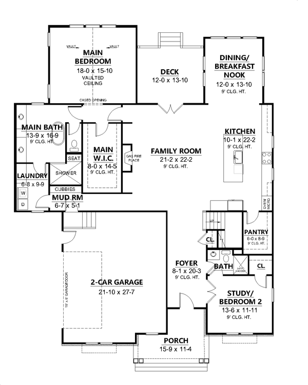 Country Floor Plan - Main Floor Plan #1080-8