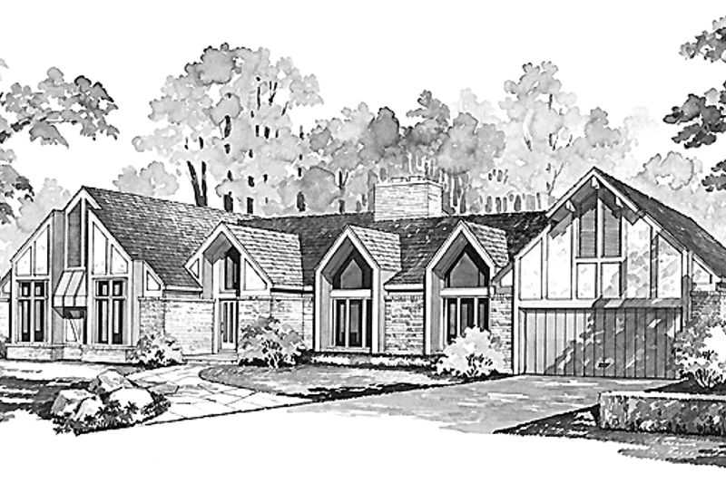 House Blueprint - Tudor Exterior - Front Elevation Plan #72-762