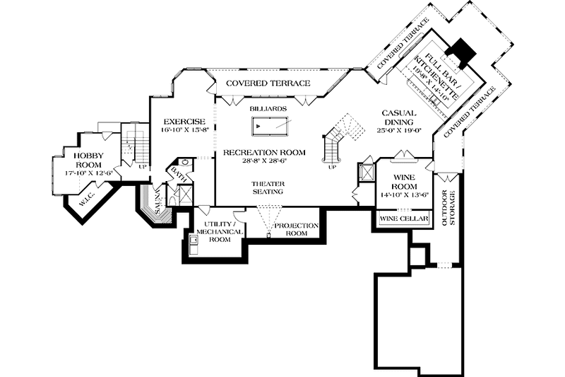 Home Plan - Floor Plan - Lower Floor for European House Plan #453-595 - 5 bed, 6 bath