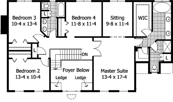 Architectural House Design - Classical Floor Plan - Upper Floor Plan #51-957