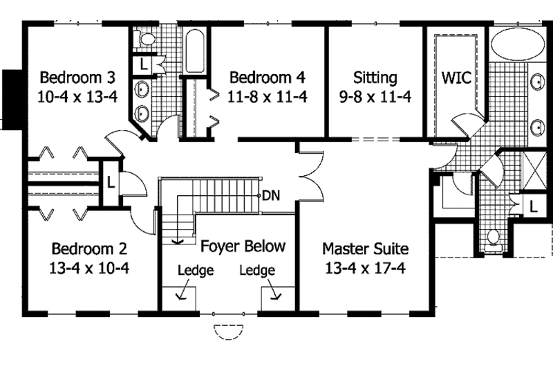 Dream House Plan - Floor Plan - Upper Floor for Classical House Plan #51-957 - 4 bed, 2.5 bath
