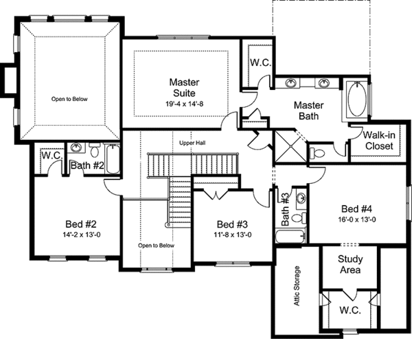House Plan Design - European Floor Plan - Upper Floor Plan #994-33