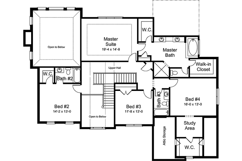 Dream House Plan - Floor Plan - Upper Floor for European House Plan #994-33 - 4 bed, 3.5 bath