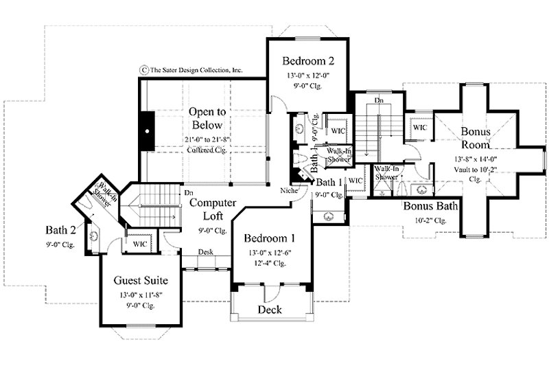 Home Plan - Floor Plan - Upper Floor for Mediterranean House Plan #930-262 - 4 bed, 3.5 bath