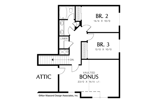 Floor Plan - Upper Floor for Craftsman House Plan #48-849 - 3 bed, 2.5 bath