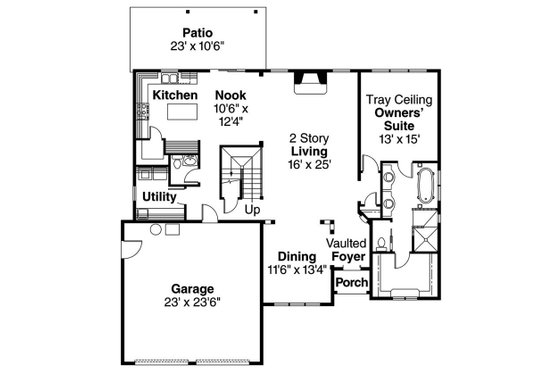 Floor Plan - Main Floor for European House Plan #124-688 - 3 bed, 2.5 bath