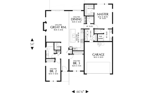 Floor Plan - Main Floor for Contemporary House Plan #48-946 - 3 bed, 2.5 bath