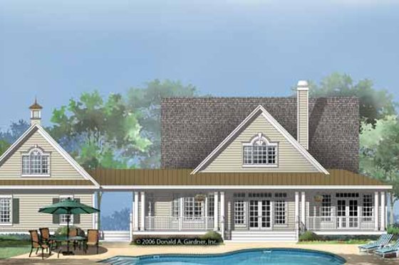 Exterior - Rear Elevation for Country House Plan #929-860 - 3 bed, 2.5 bath