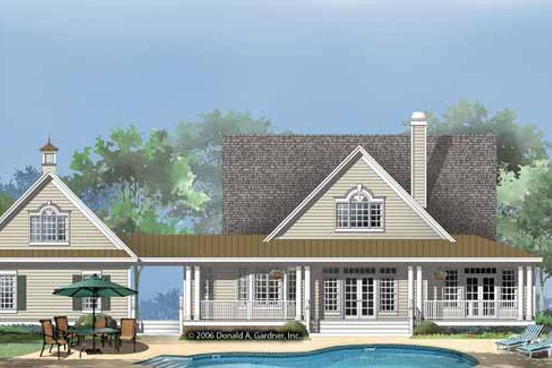 House Blueprint - Exterior - Rear Elevation for Country House Plan #929-860 - 3 bed, 2.5 bath