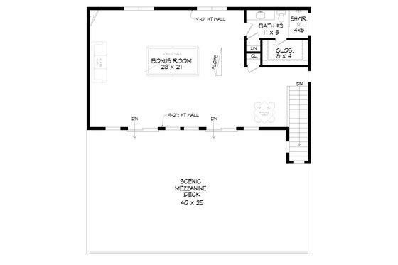 Floor Plan - Upper Floor 1 for Beach House Plan #932-958 - 2 bed, 3.5 bath