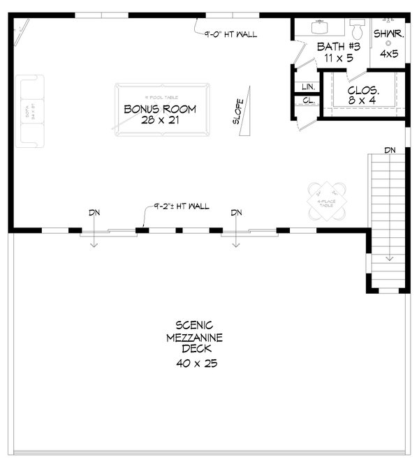 Beach Floor Plan - Upper Floor Plan #932-958