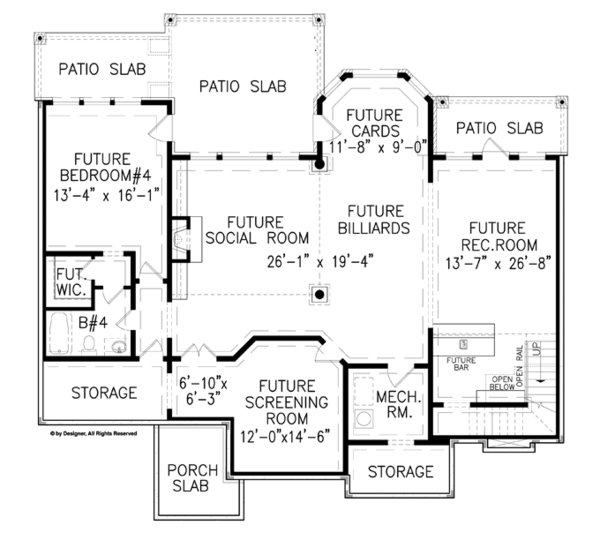 Dream House Plan - Craftsman Floor Plan - Lower Floor Plan #54-369