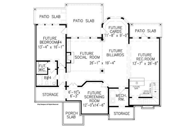Architectural House Design - Floor Plan - Lower Floor for Craftsman House Plan #54-369 - 3 bed, 3 bath