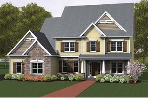 House Blueprint - Exterior - Front Elevation for Colonial House Plan #1010-57 - 4 bed, 2.5 bath