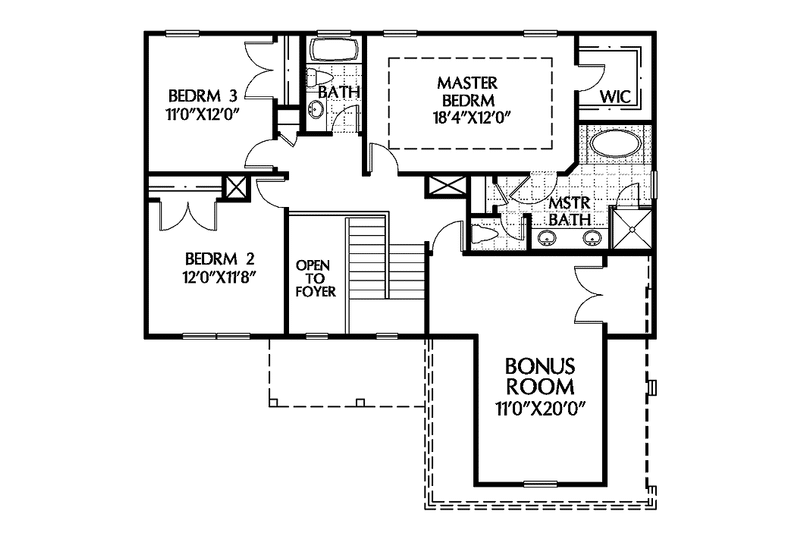 Home Plan - Floor Plan - Upper Floor for Colonial House Plan #999-86 - 3 bed, 2.5 bath