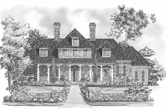 Exterior - Front Elevation 3 for Classical House Plan #930-214 - 3 bed, 3.5 bath