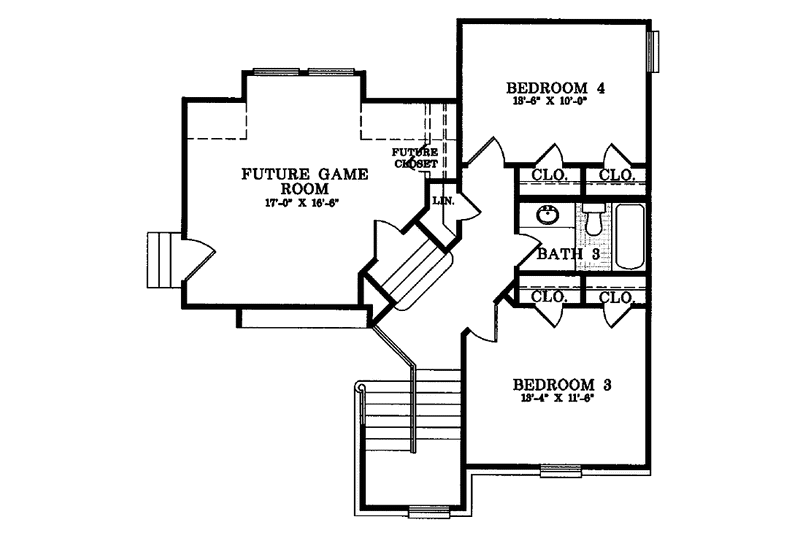 Dream House Plan - Floor Plan - Upper Floor for Country House Plan #952-11 - 4 bed, 3 bath