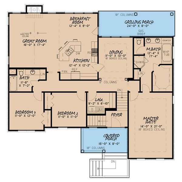 Architectural House Design - Traditional Floor Plan - Main Floor Plan #17-3410