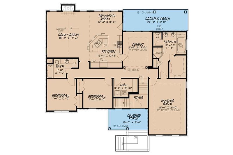 Home Plan - Floor Plan - Main Floor for Traditional House Plan #17-3410 - 3 bed, 2 bath