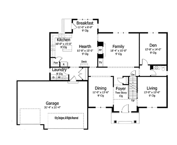 House Plan Design - Country Floor Plan - Main Floor Plan #51-1030