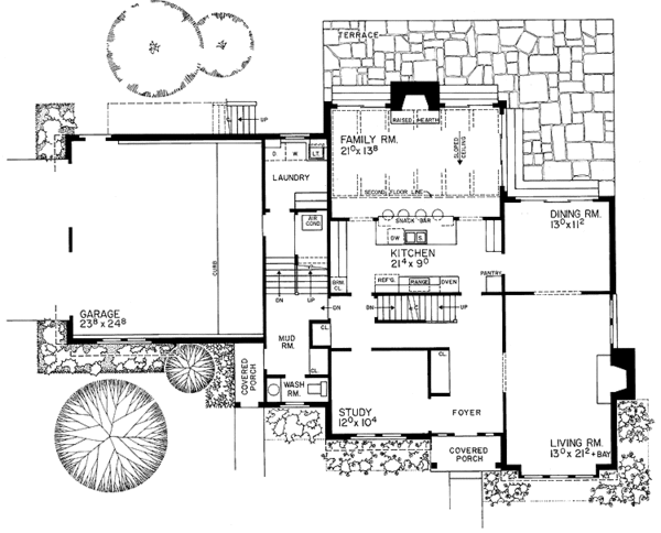 Architectural House Design - Tudor Floor Plan - Main Floor Plan #72-726