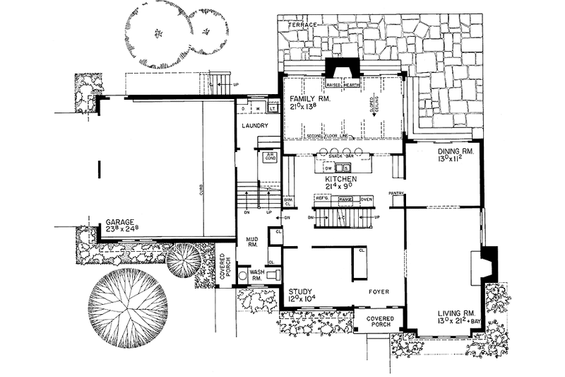House Design - Floor Plan - Main Floor for Tudor House Plan #72-726 - 5 bed, 3.5 bath