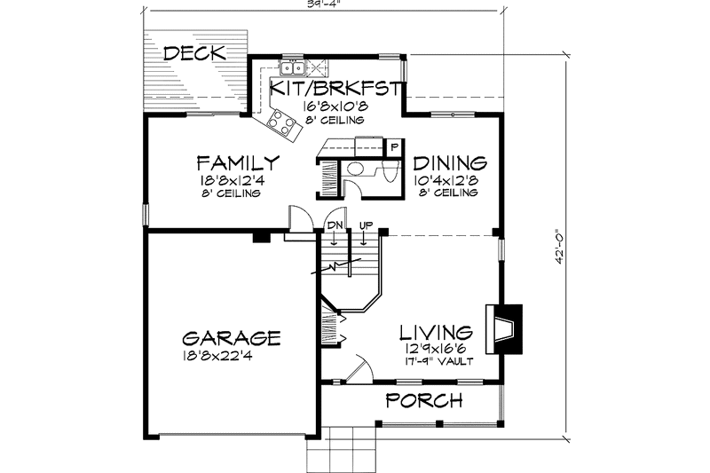 Home Plan - Floor Plan - Main Floor for Country House Plan #320-616 - 3 bed, 2.5 bath