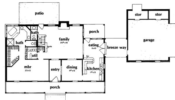 Architectural House Design - Country Floor Plan - Main Floor Plan #36-555