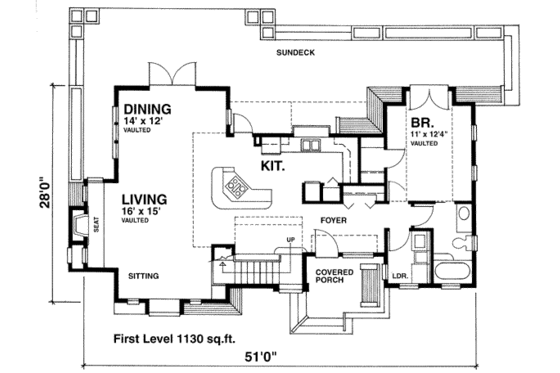 Floor Plan - Main Floor for Cottage House Plan #118-103 - 2 bed, 2 bath