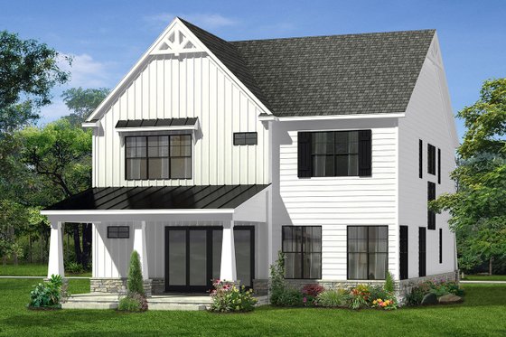 Exterior - Rear Elevation for Farmhouse House Plan #1057-15 - 4 bed, 3.5 bath