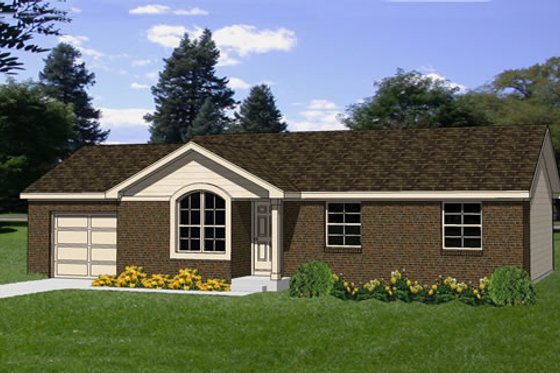 Exterior - Front Elevation for Ranch House Plan #116-160 - 3 bed, 1 bath