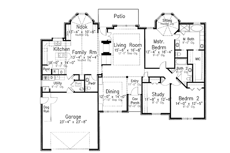 Home Plan - Floor Plan - Main Floor for Country House Plan #52-264 - 2 bed, 2.5 bath