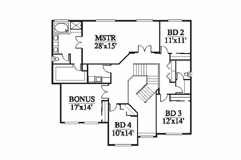 Dream House Plan - Floor Plan - Upper Floor for Contemporary House Plan #951-5 - 4 bed, 3 bath