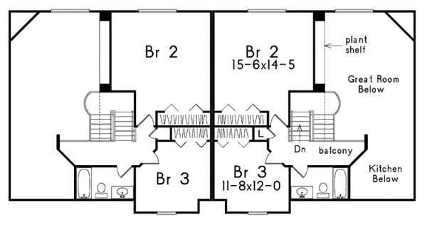 Architectural House Design - Country Floor Plan - Upper Floor Plan #57-633