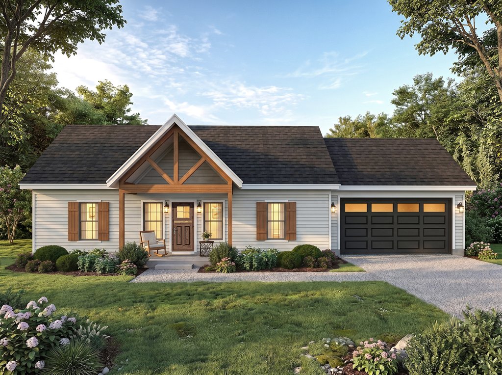 Exterior - Front Elevation 2 for Country House Plan #932-1447 - 2 bed, 2 bath