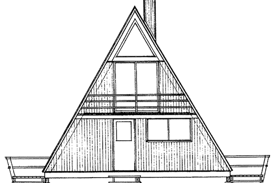 Exterior - Rear Elevation House Plan #72-523 - 2 bed, 1 bath