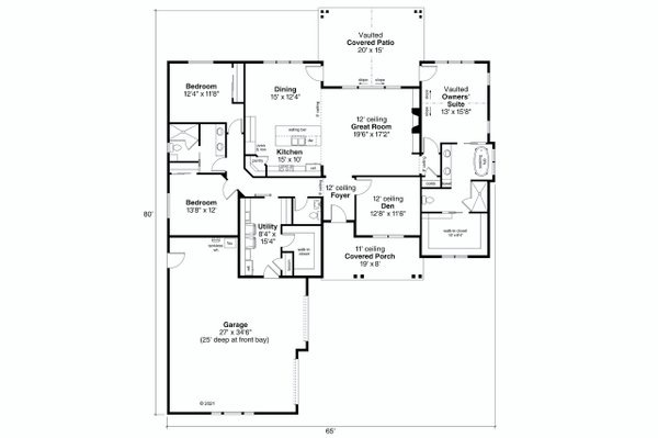 House Blueprint - Craftsman Floor Plan - Main Floor Plan #124-1243