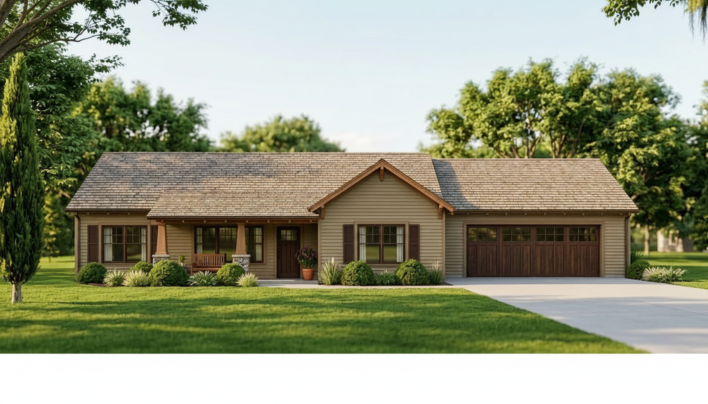 Exterior - Front Elevation 2 for Ranch House Plan #1064-135 - 3 bed, 2 bath